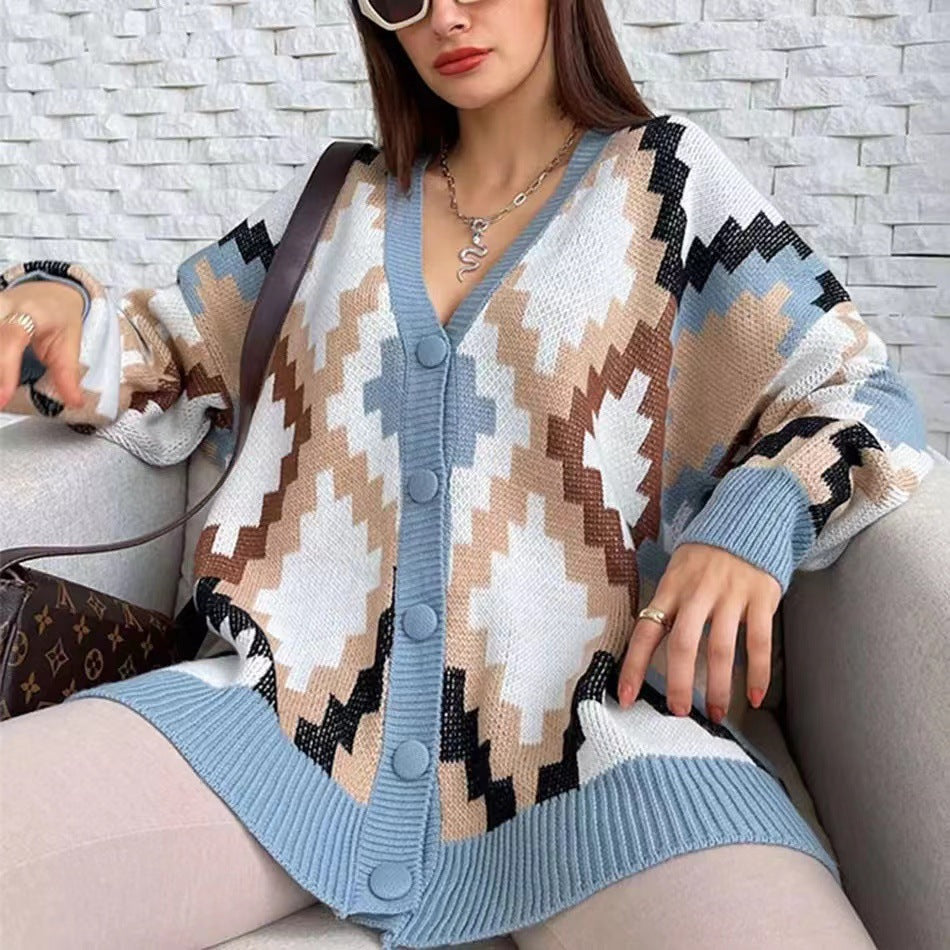 Autumn And Winter New Women'S Knitted Cardigan Loose Sweater Coat Sweater Cardigan