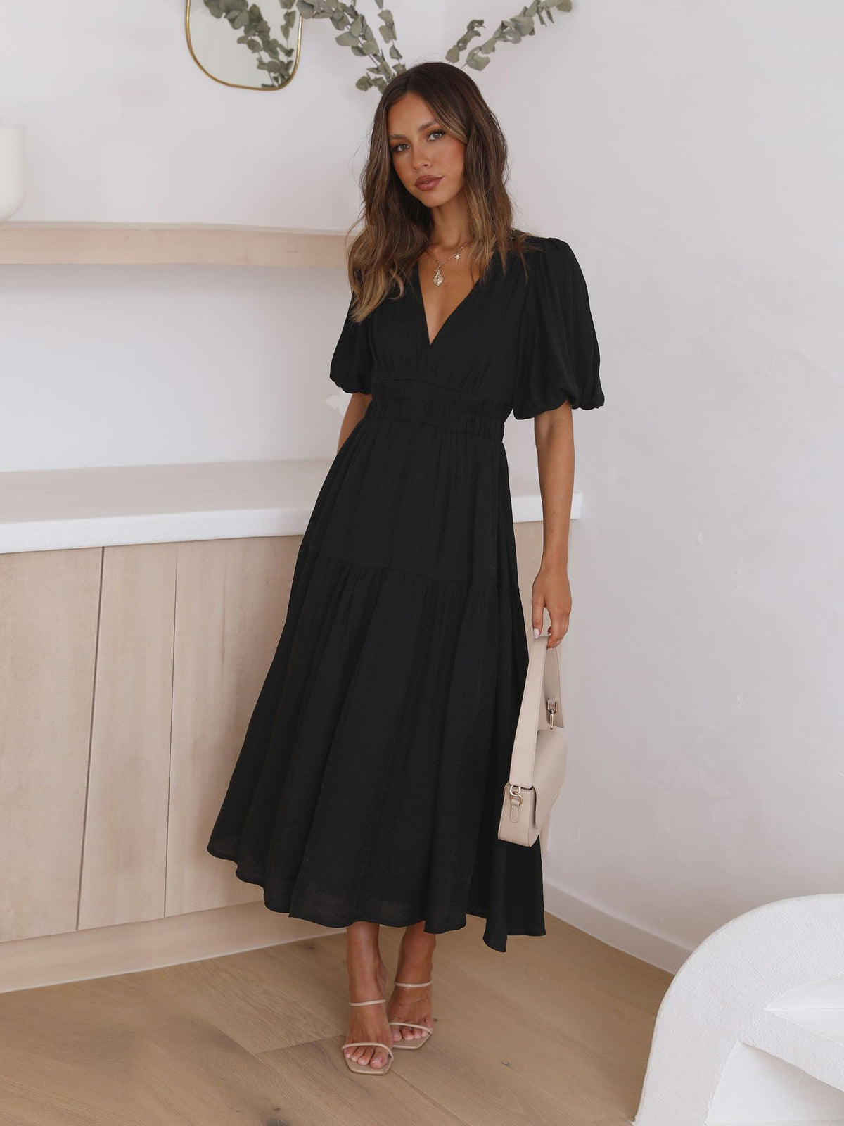Elegant Ruffle Detail Evening Gown in Various Colors