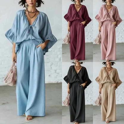 Linen Blend Vacation Two Piece Matching Set