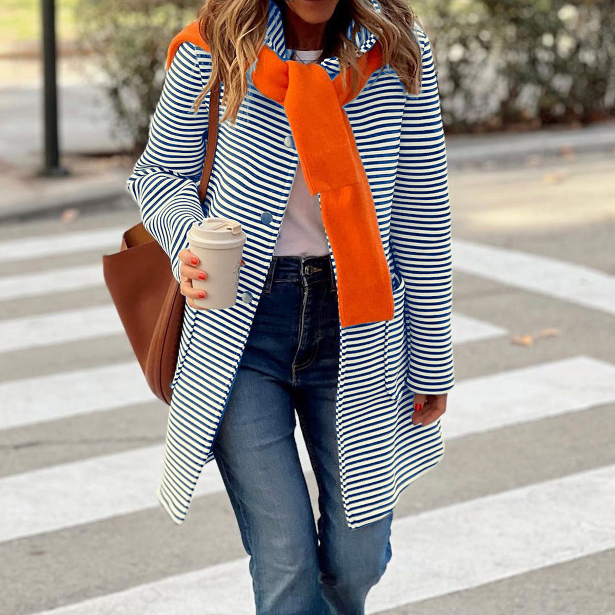 Striped Hooded Cardigan Sweater for Women