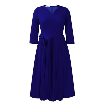 Elegant Solid Color Pleated Maxi Dress For Women