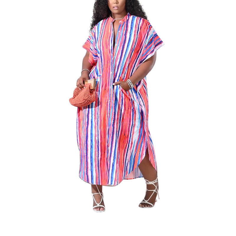 Fashionable Beach Cover-Up Dress With Button Detail