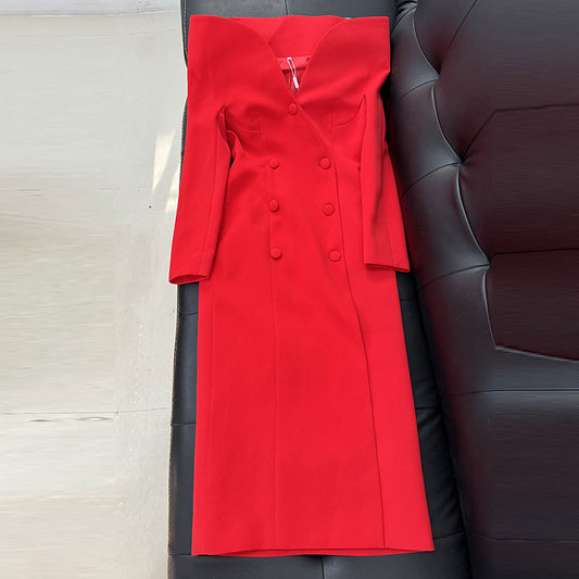 Fashionable Slim Fit Long Trench Coat With Stand Collar