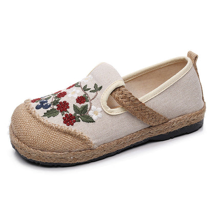 Shallow-Cut Cloth Shoes Custom-Made One-Pedal Ethnic Embroidered Shoes Light Breathable Sweat-Absorbent Cloth Shoes.