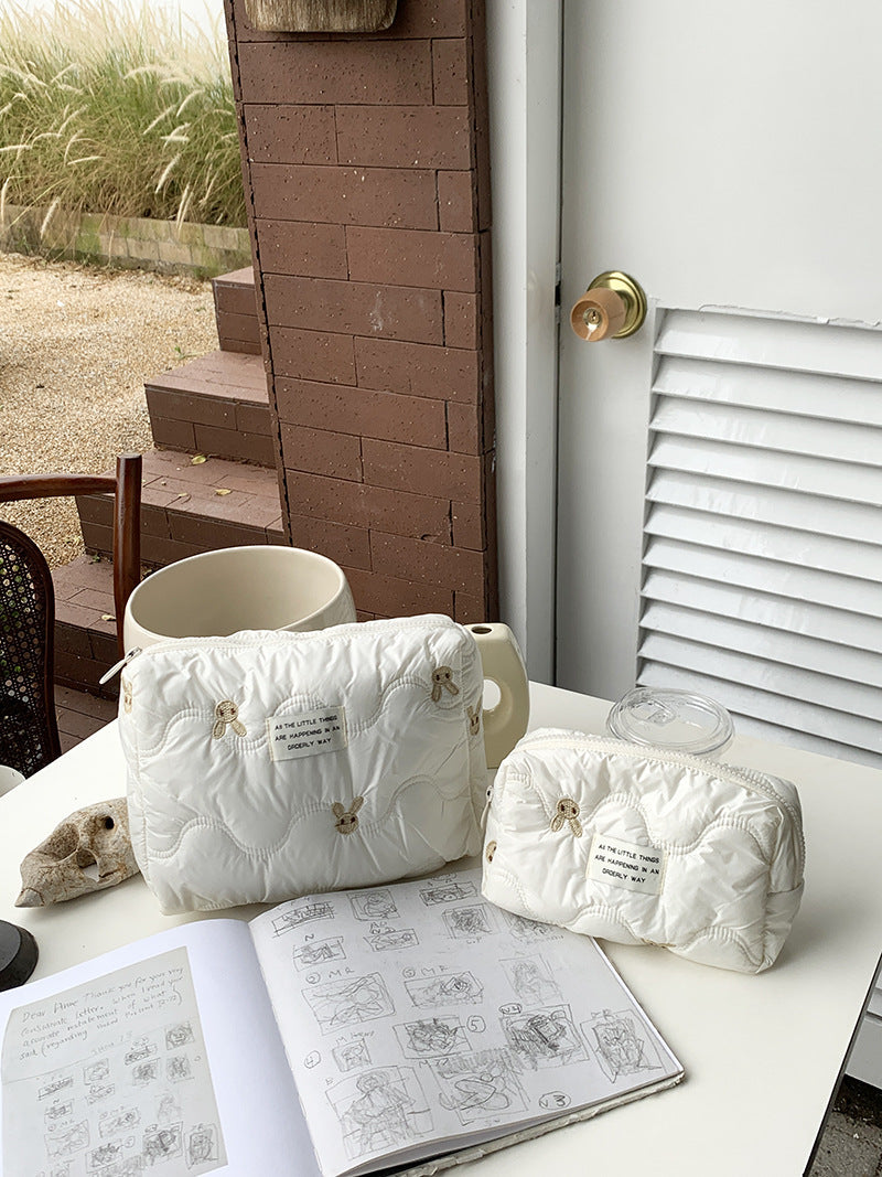 Embroidered Rabbit Cartoon Cosmetic Bag