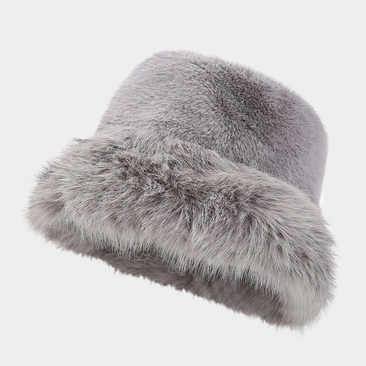 Simple Fluffy Faux Fur Thermal Bucket Hat