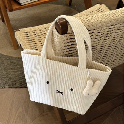 Cute Corduroy Bunny Tote Bag Stylish and Versatile for Daily Use