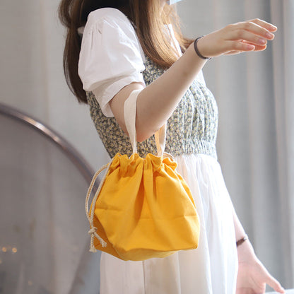 Solid Color Portable Lunch Bag with Drawstring Closure