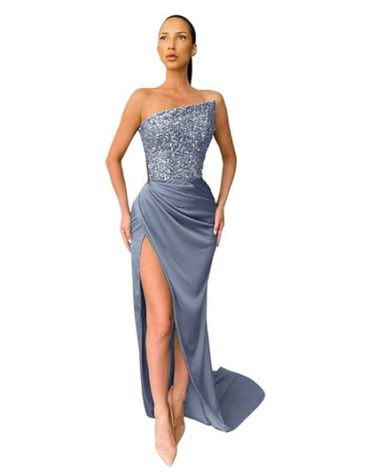 Green Sequin Evening Gown Sleeveless Elegant Maxi Dress