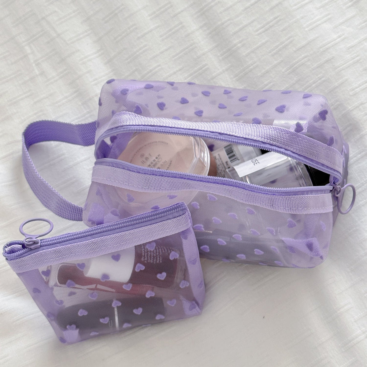 Heart-Shaped Velvet Cosmetic Bag Multifunctional Portable Organizer