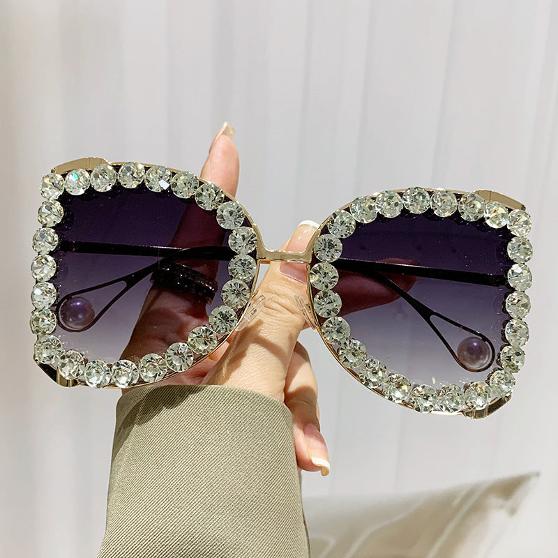 Trendy Oversized Luxury Rhinestone Sunglasses for Women