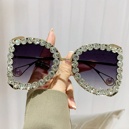 Trendy Oversized Luxury Rhinestone Sunglasses for Women