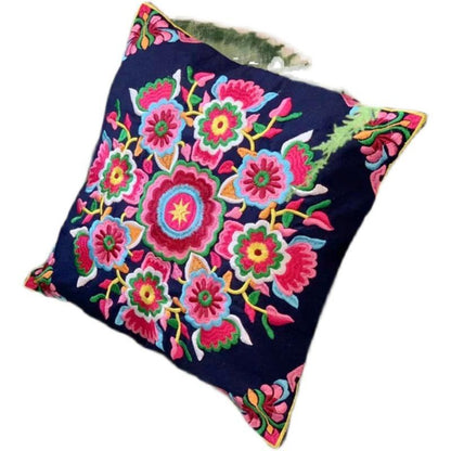 Traditional Embroidery Cushion Cover Retro Embroidery Pillow  Cotton And Linen Cushion Cover