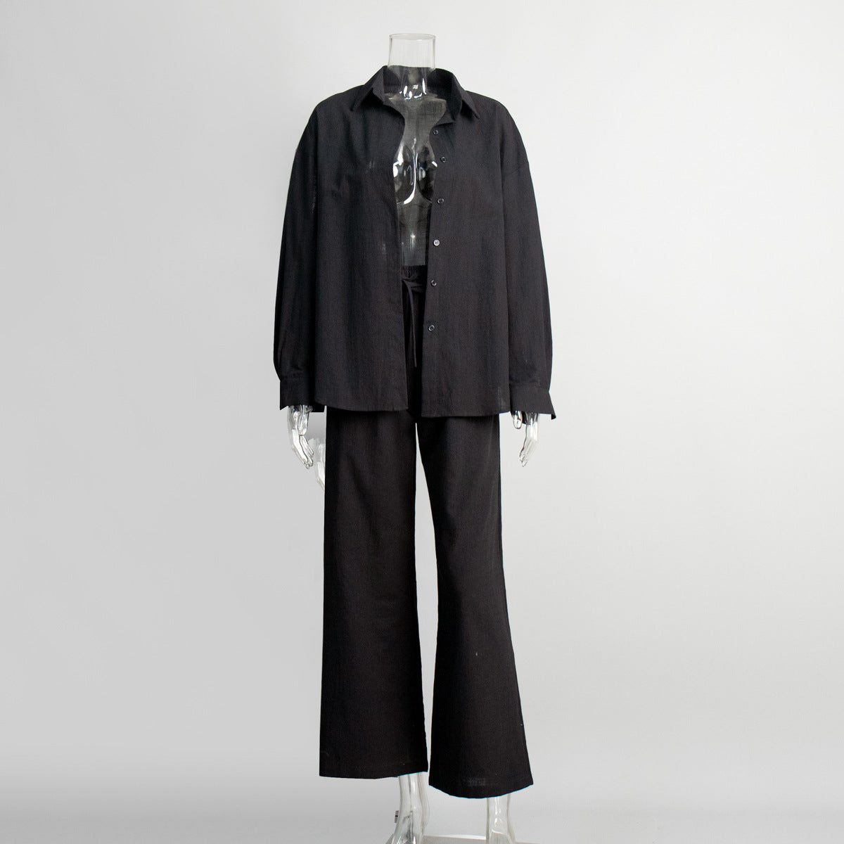 Cotton Long Sleeve Shirt and Pants Set Casual Outfit