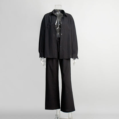 Cotton Long Sleeve Shirt and Pants Set Casual Outfit