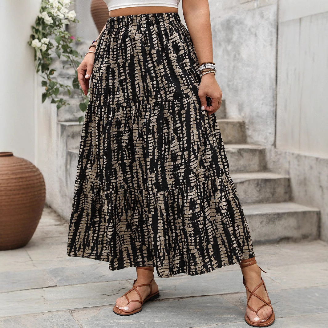 High Waist Striped Maxi Skirt Casual Chic