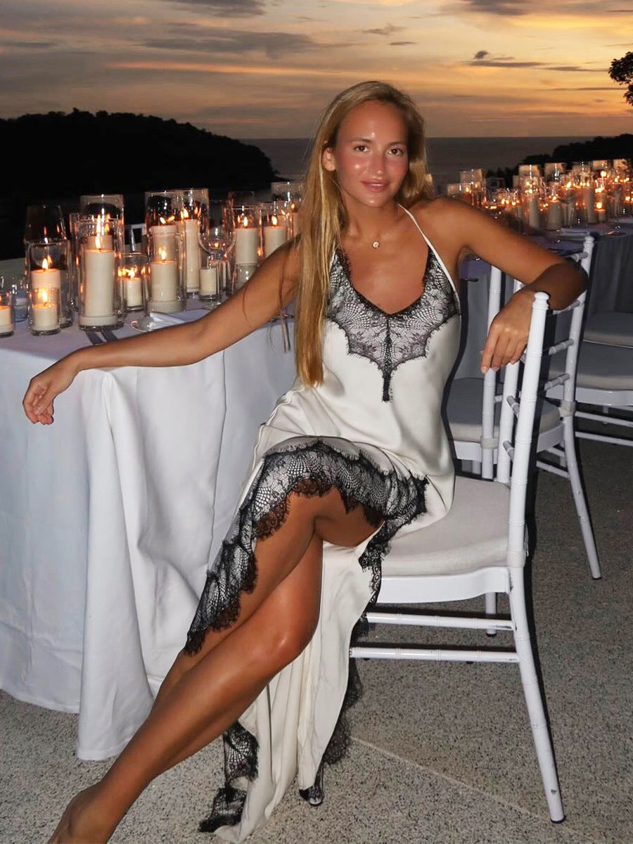 Sexy Lace Trimmed Cami Maxi Dress