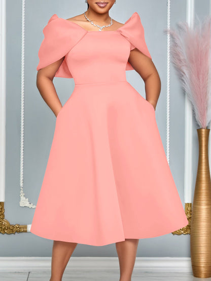 Elegant A-Line Dress With Puff Sleeves