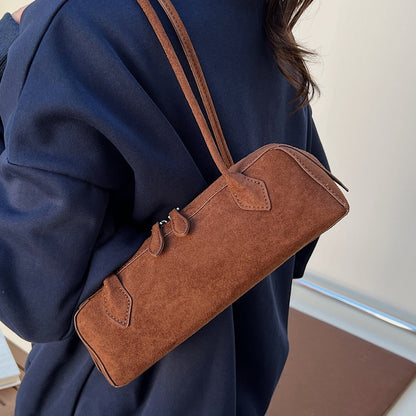 French Vintage Suede Tote Bag Stylish Casual Shoulder Bag