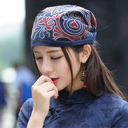 New National Style Women'S Clothing Retro Embroidered Hat