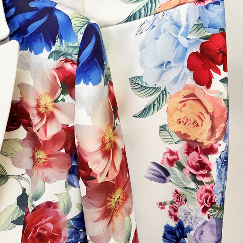 Fashionable Digital Print Suit Jacket Set
