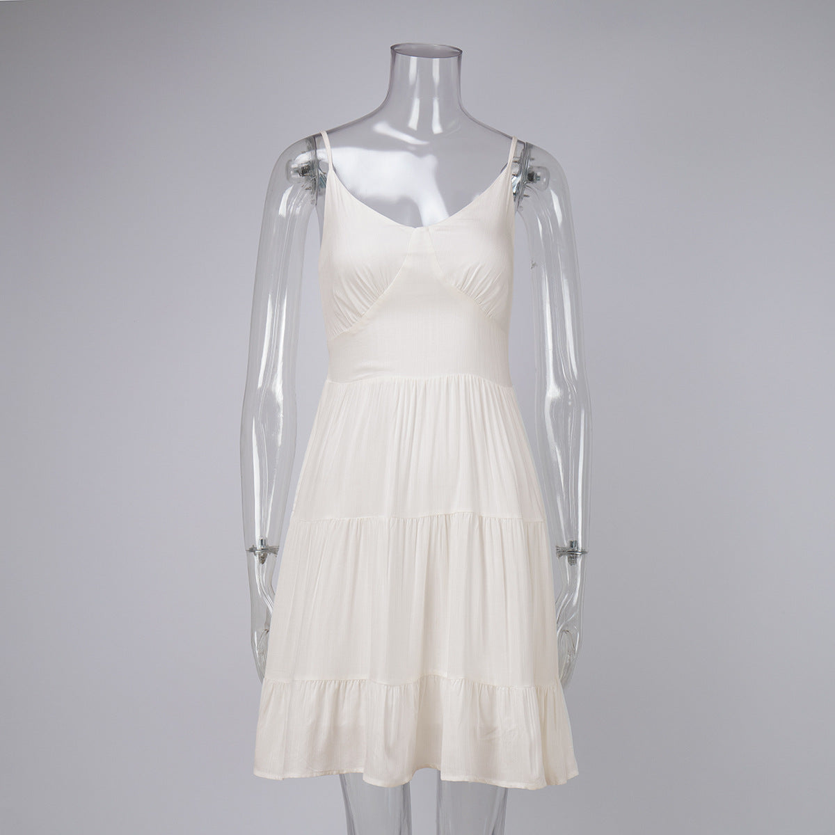 Sexy Slim Fit Cotton Cami Dress Solid Color A-Line Dress