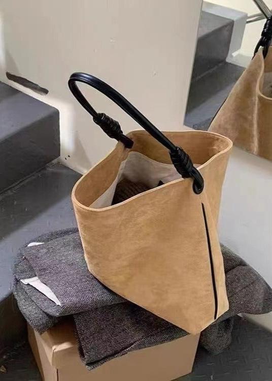 Suede Tote Bag With Knotted Handle