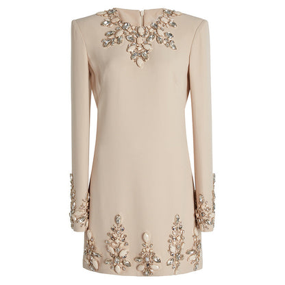 Elegant Beaded Long Sleeve Dress