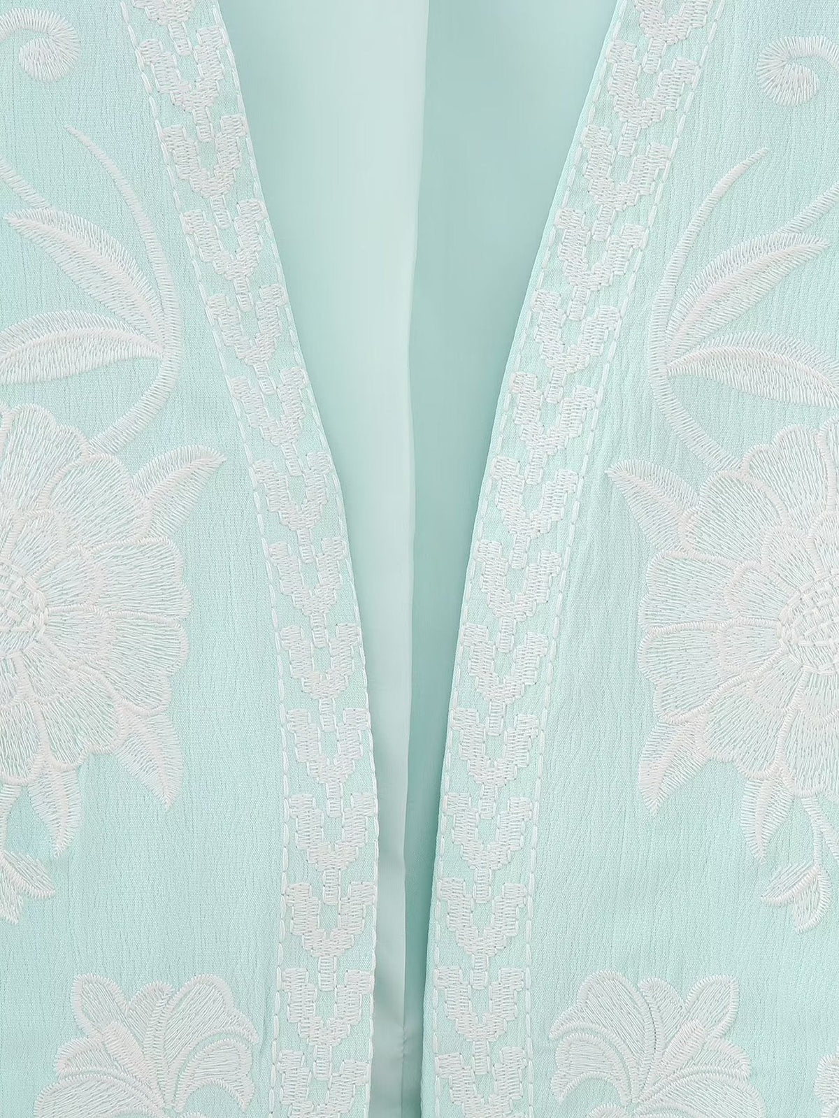 Flower Embroideries Open Front Elegant Vest