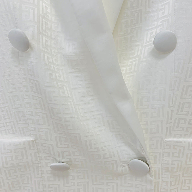 Acetate Satin Double-Breasted Suit Pants Set