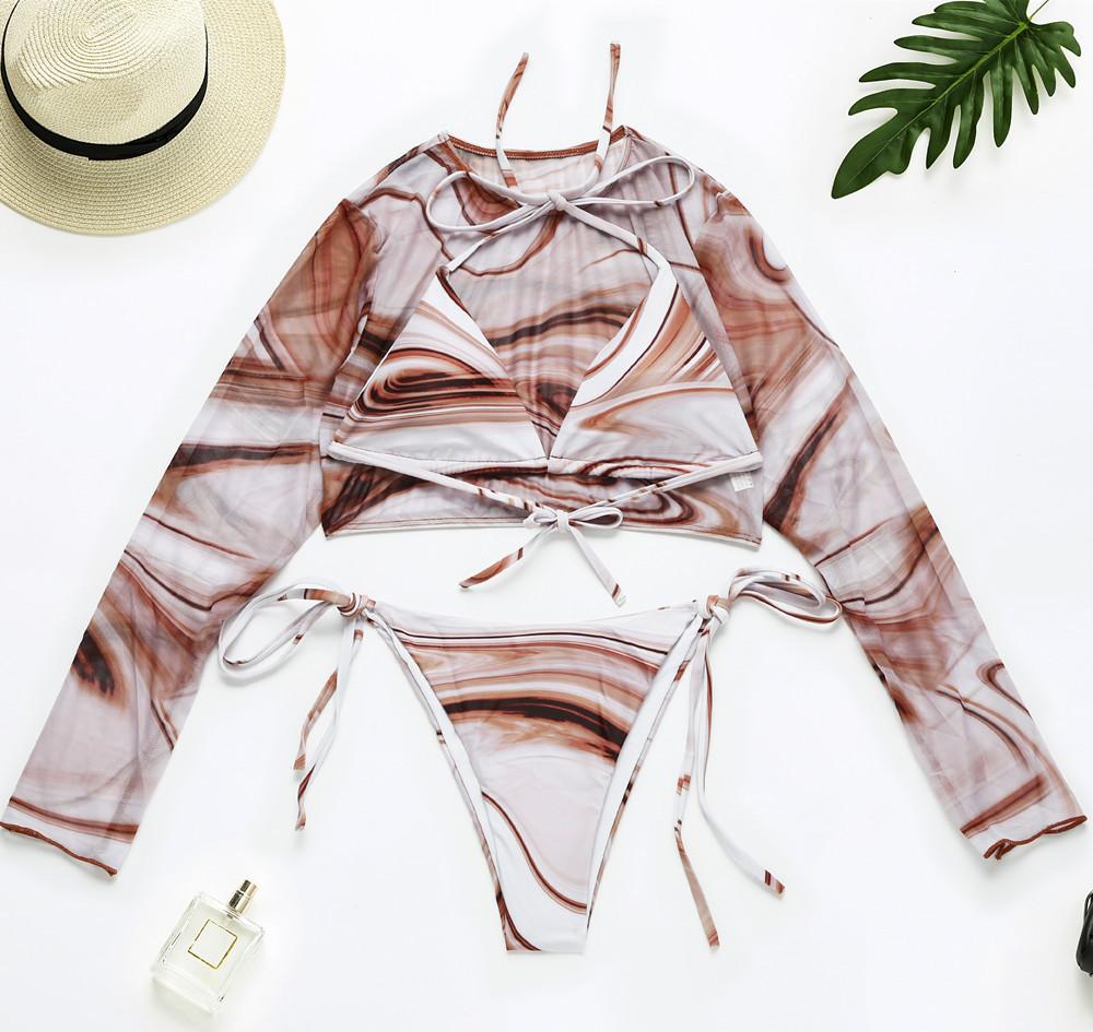 Tie-Dye Three-Piece Swimsuit Split Bikini Women