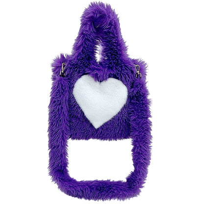 Large Capacity Fuzzy Heart Tote Shoulder Bag