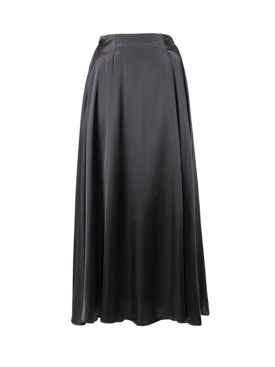 Elegant High-Waisted Satin Maxi Skirt for Women