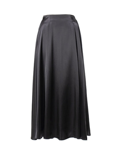 Elegant High-Waisted Satin Maxi Skirt for Women