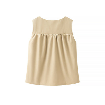 Solid Color Ruched Sleeveless Tank Top