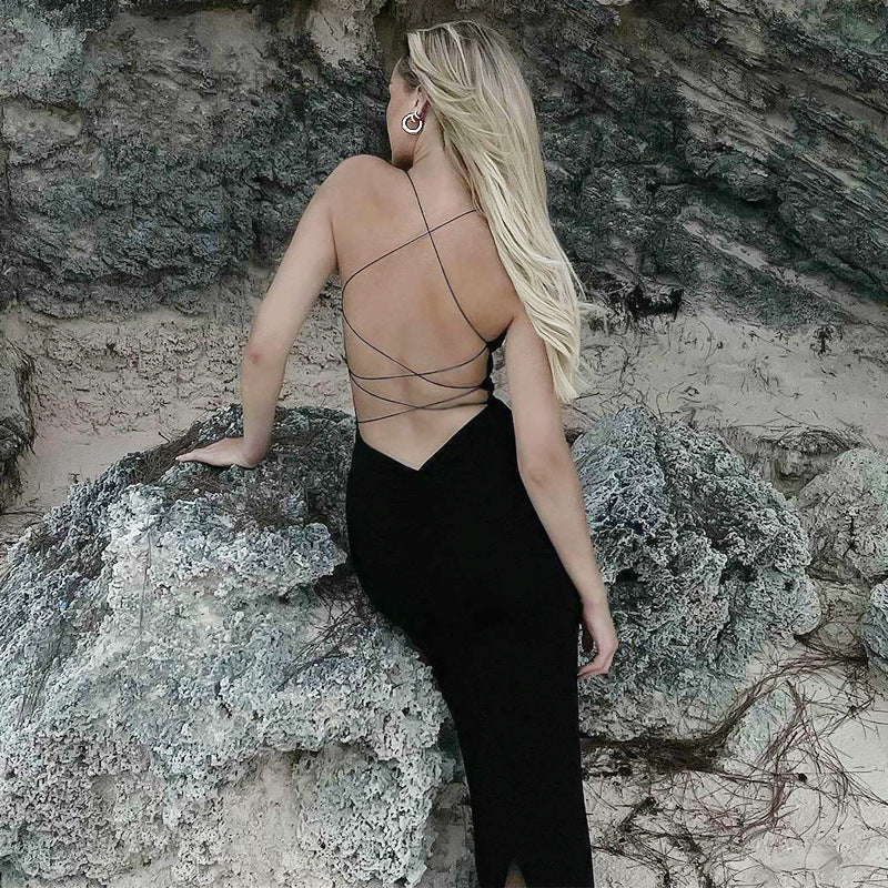 Elegant Backless Slit Maxi Dress