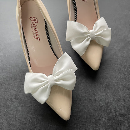Bridal Wedding Accessories White Bow Shoe Clips Decorative Set