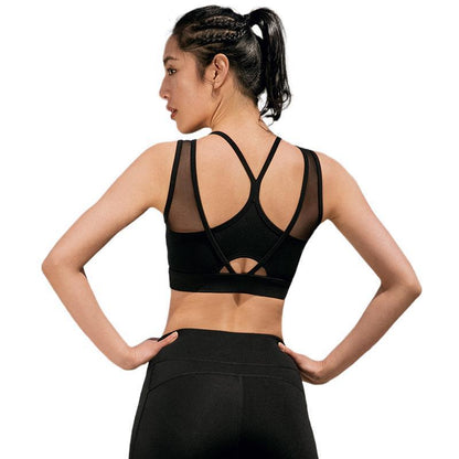 Mesh Stitching Yoga Back Large Size Underwear Bra Running Fitness Sports Bra