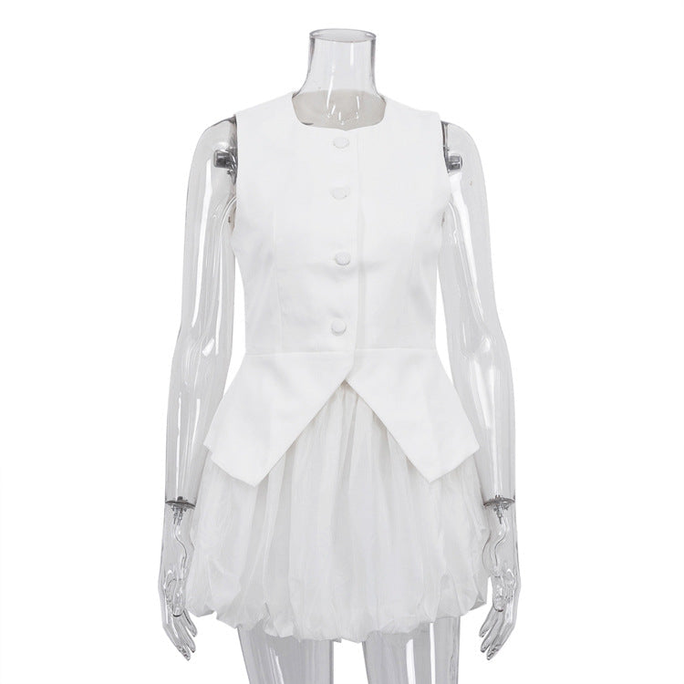 Chic Sleeveless Vest and Skirt Set for Women