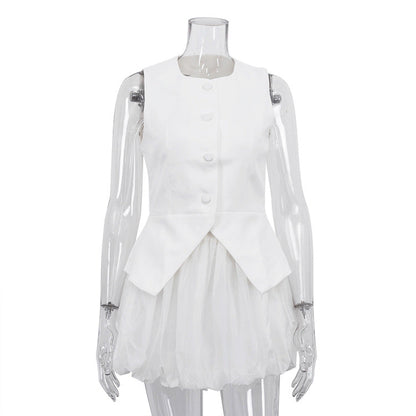Chic Sleeveless Vest and Skirt Set for Women