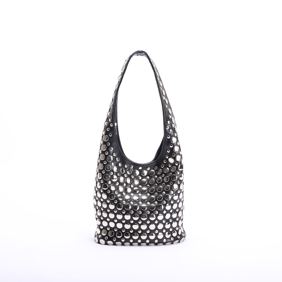 Punk Style Rivet-Embellished Bucket Bag for Women