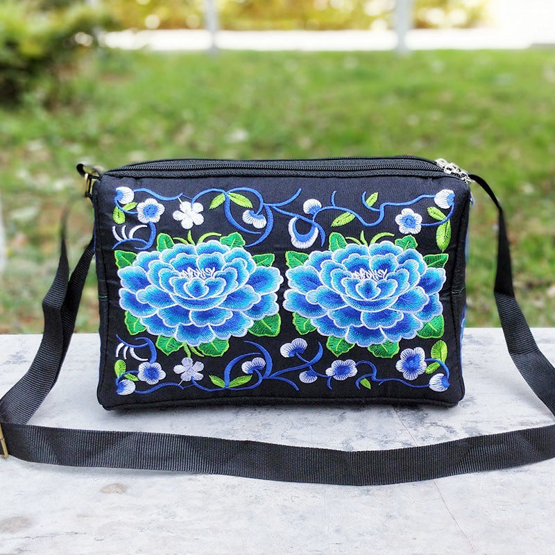 Antique Double-Sided Embroidery Crossbody Bag Small Bag Crossbody Bag Women'S Canvas Shoulder Bag