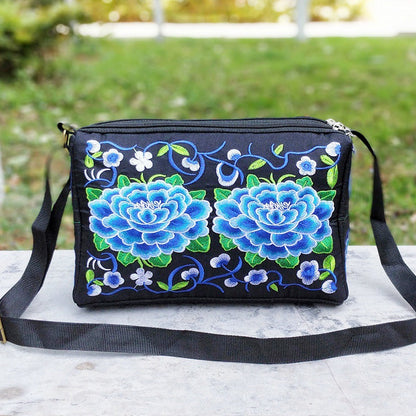 Antique Double-Sided Embroidery Crossbody Bag Small Bag Crossbody Bag Women'S Canvas Shoulder Bag