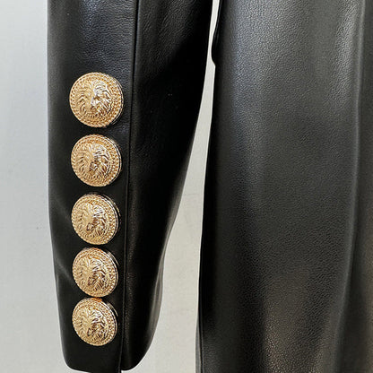 Double-Breasted Bodycon Blazer Dress Faux Leather