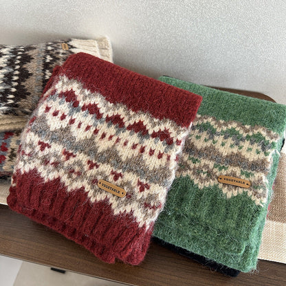 Winter Thicken Warm Fair Isle Knit Scarf