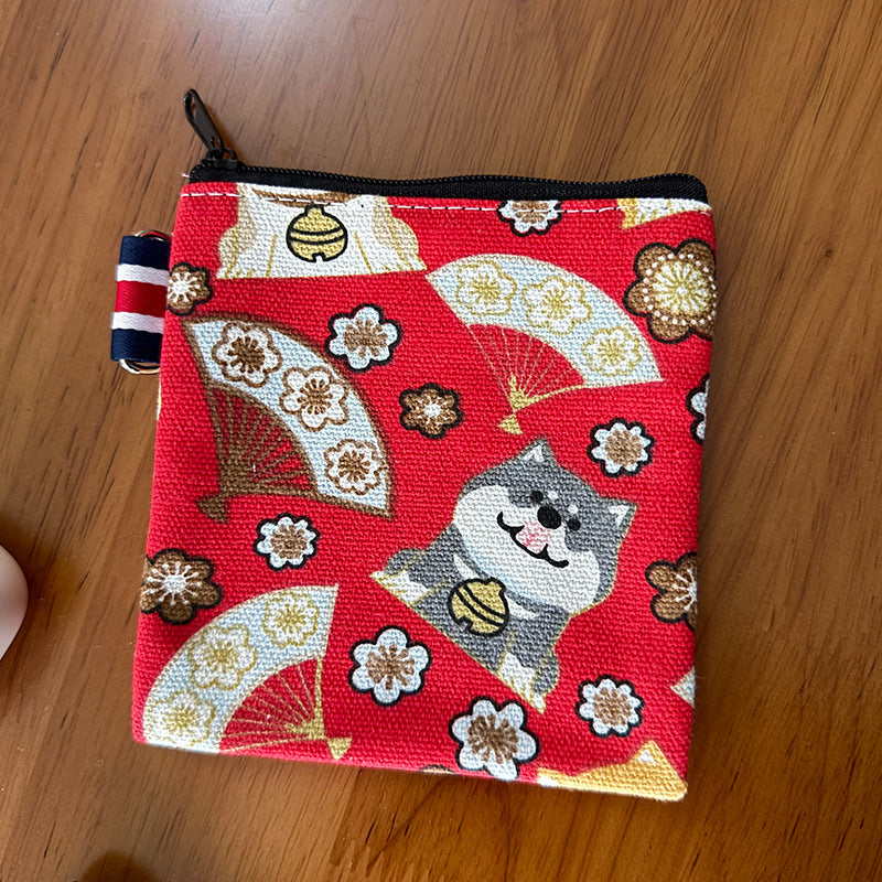 Cute Canvas Travel Coin Purse Keychain Wallet