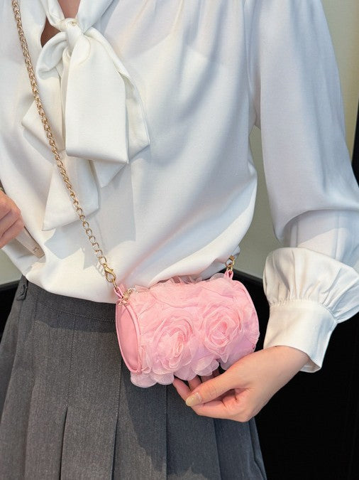 Trendy Floral Lace Cylinder Crossbody Bag