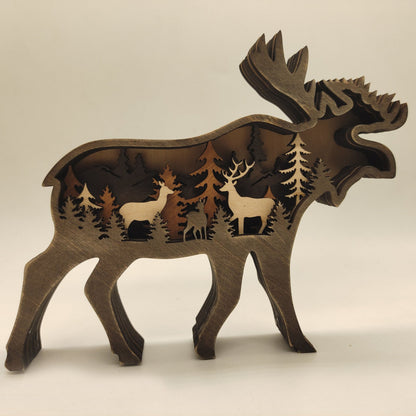 Christmas Wooden Crafts Creative North American Forest Animals Home Decoration Elk Brown Bear Ornaments