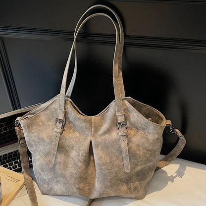 Fashionable Vintage Faux Leather Tote Bag for Casual Commuting