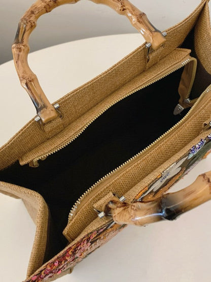 Chic Sequined Embroidered Floral Tote Bag for Women